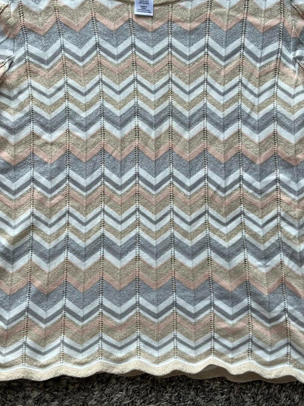 Alfred Dunner Metallic Chevron Patterned Blouse Wmn L Whimsy Cottagecore Boho - Picture 2 of 6